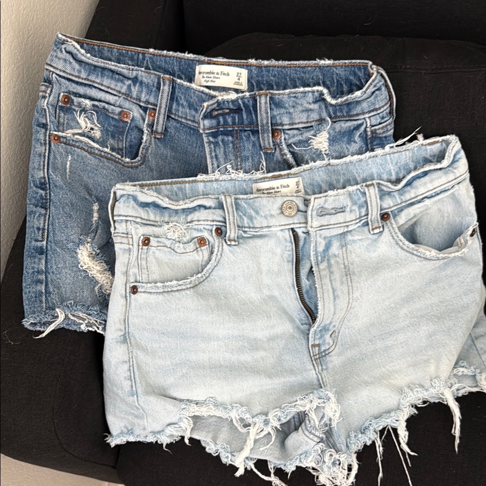 Abercrombie & Fitch mom short high rise dark and light blue pack of 2 size 27